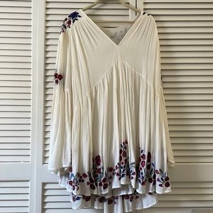 Free people long sleeve embroidered floral dress